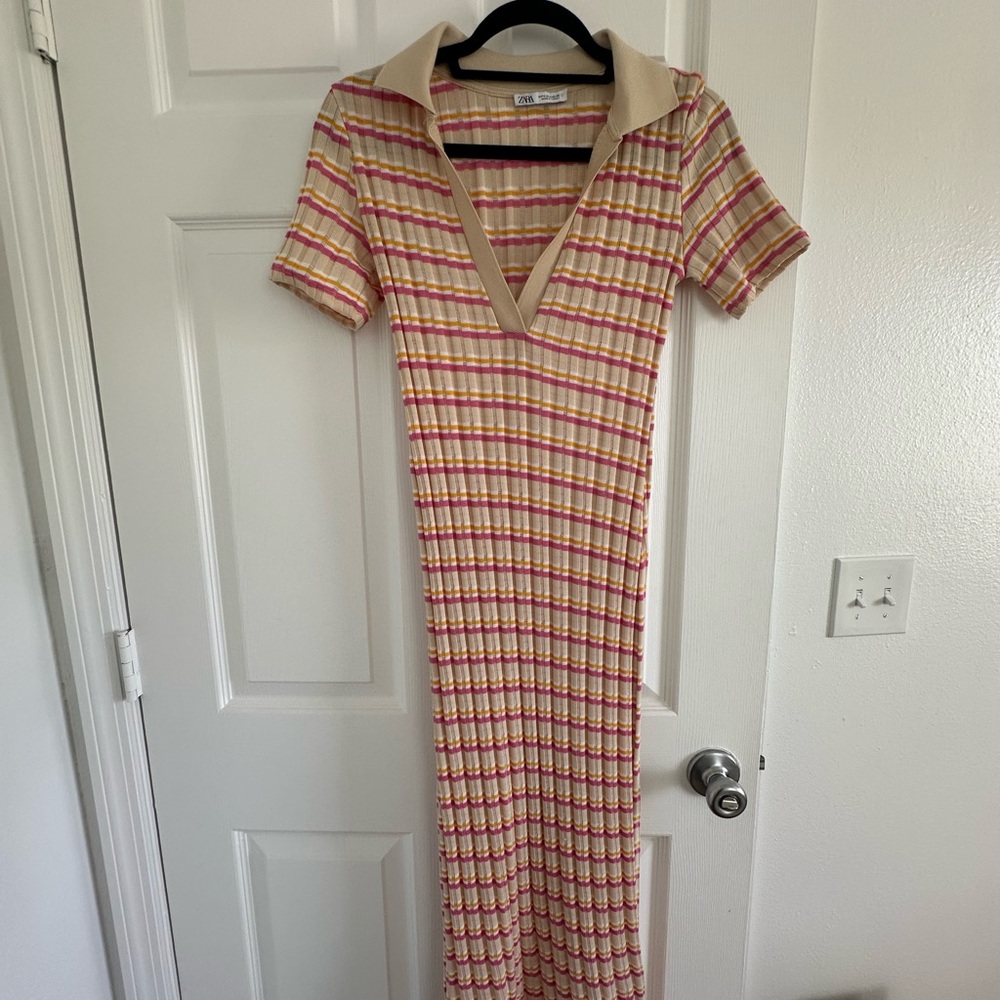 Zara Multicolor Striped Midi Dress